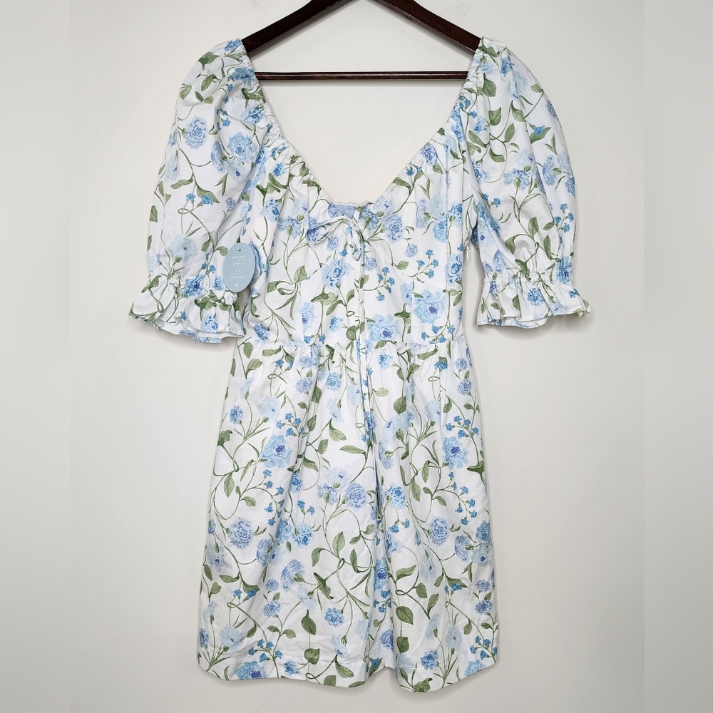 Hill House Ophelia Floral Puff Sleeve Mini Dress Small Cottagecore Picnic Boho - Picture 3 of 16